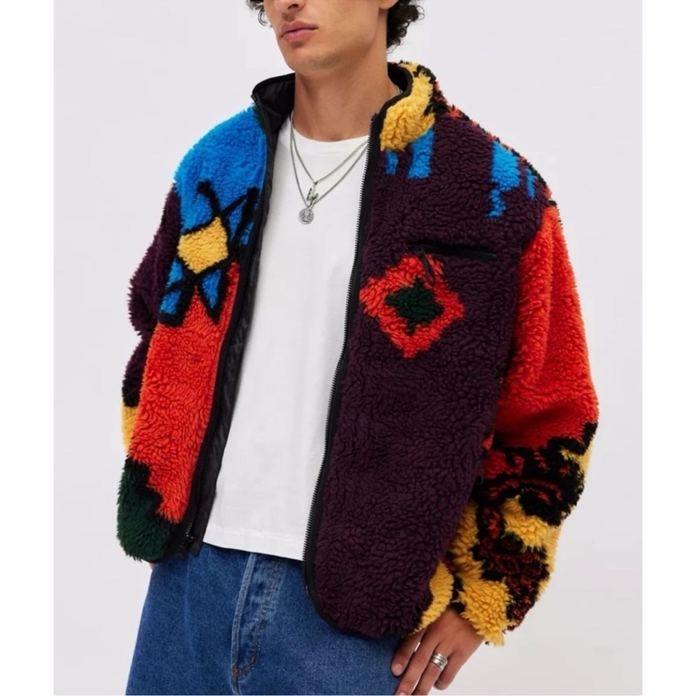 New OBEY Moroccan Rug Fleece Full-Zip Jacket Multicolor Medium